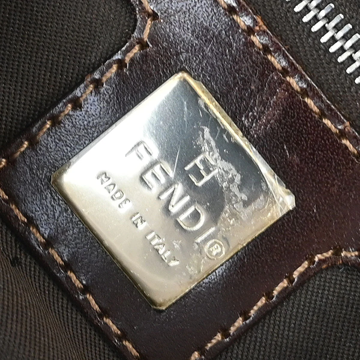 Fendi Brown Cotton Handbag - Image 9