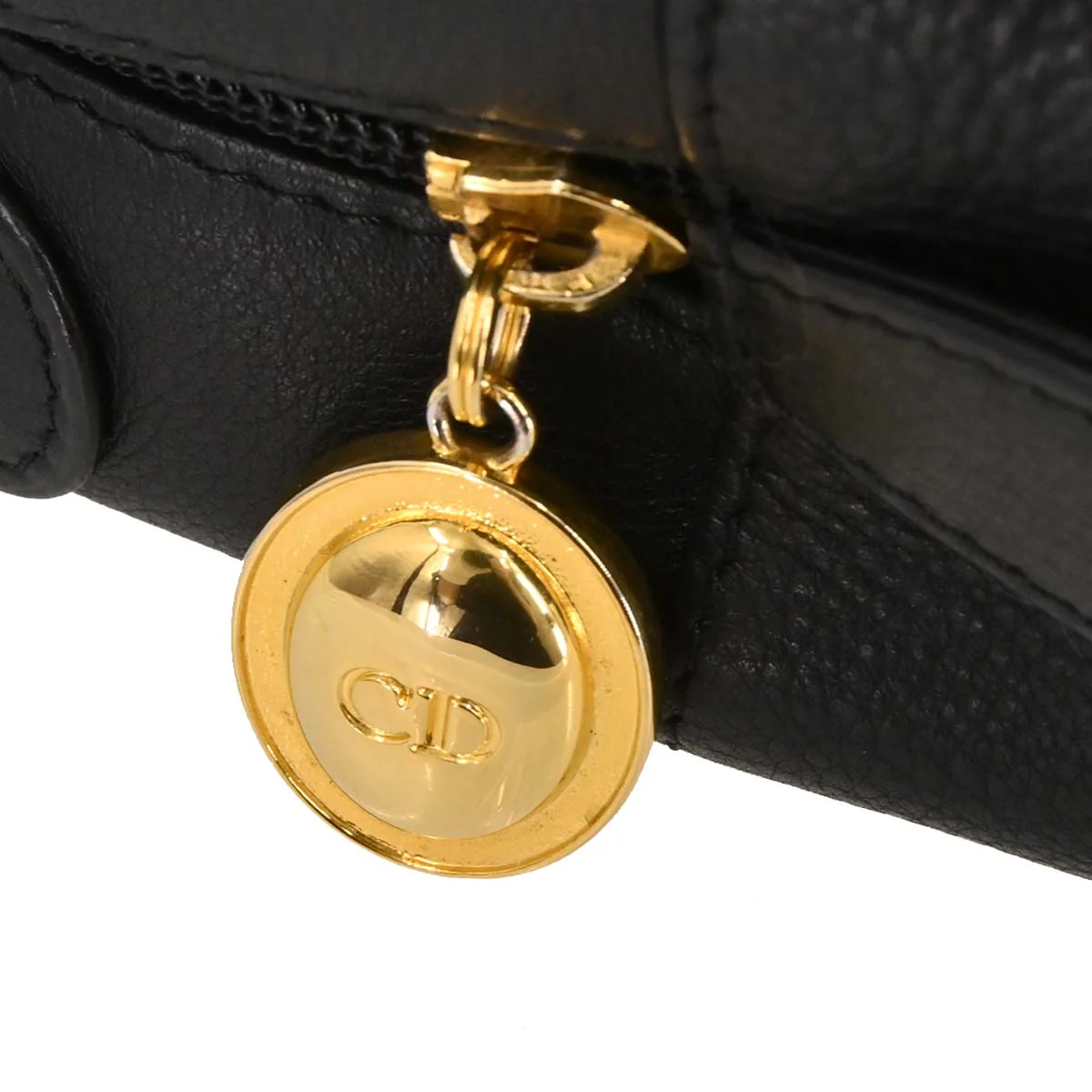 Christian Dior Black Leather CD Logo Handbag - Image 7
