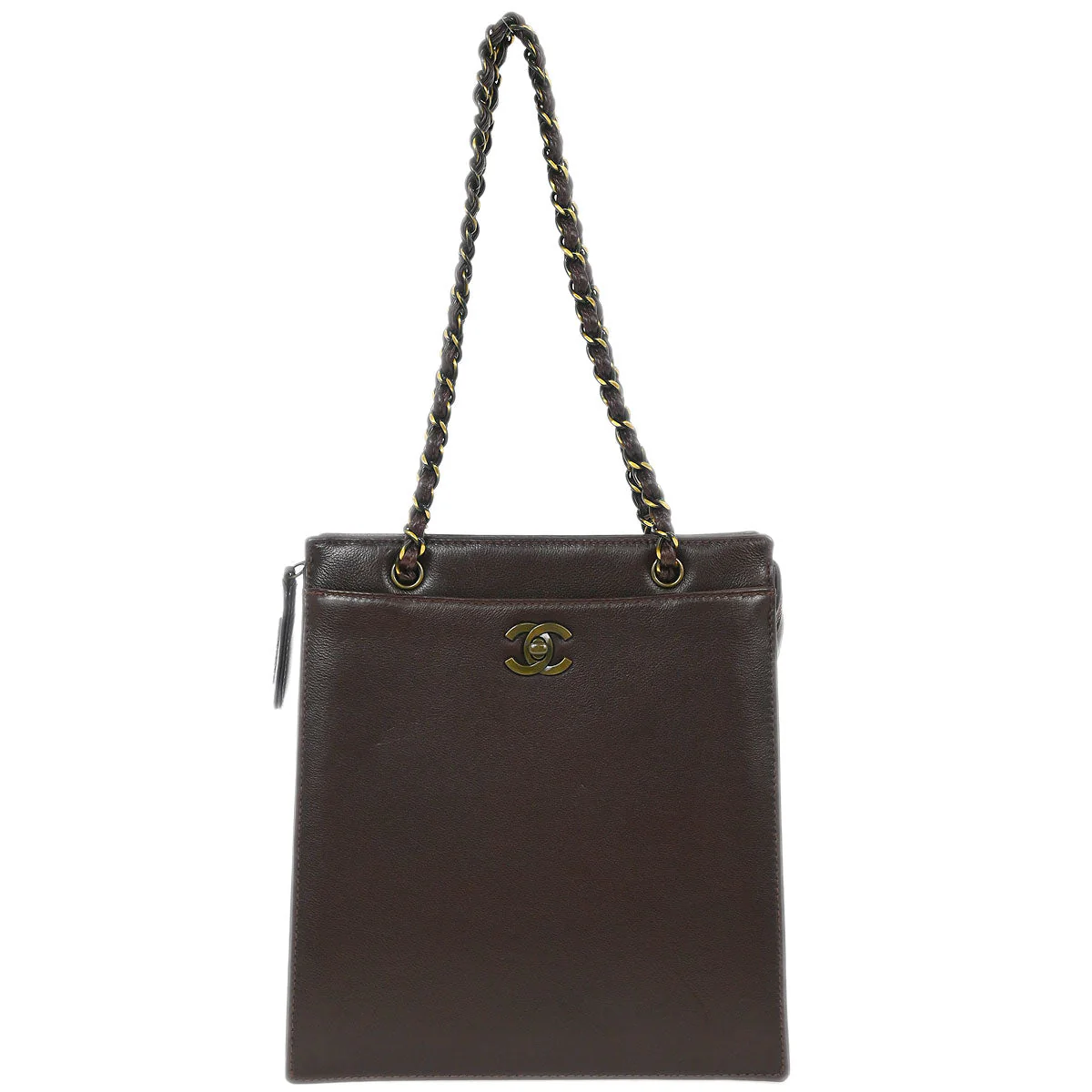 Chanel Brown Calfskin Shoulder Tote Bag