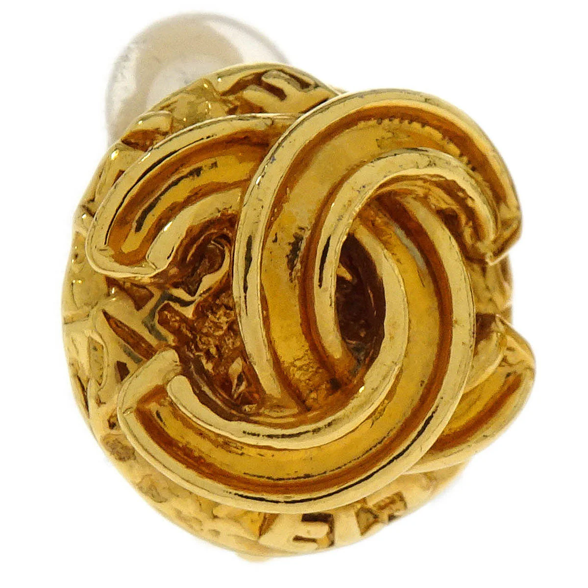 Chanel Button Earrings Clip-On Gold 95A - Image 2