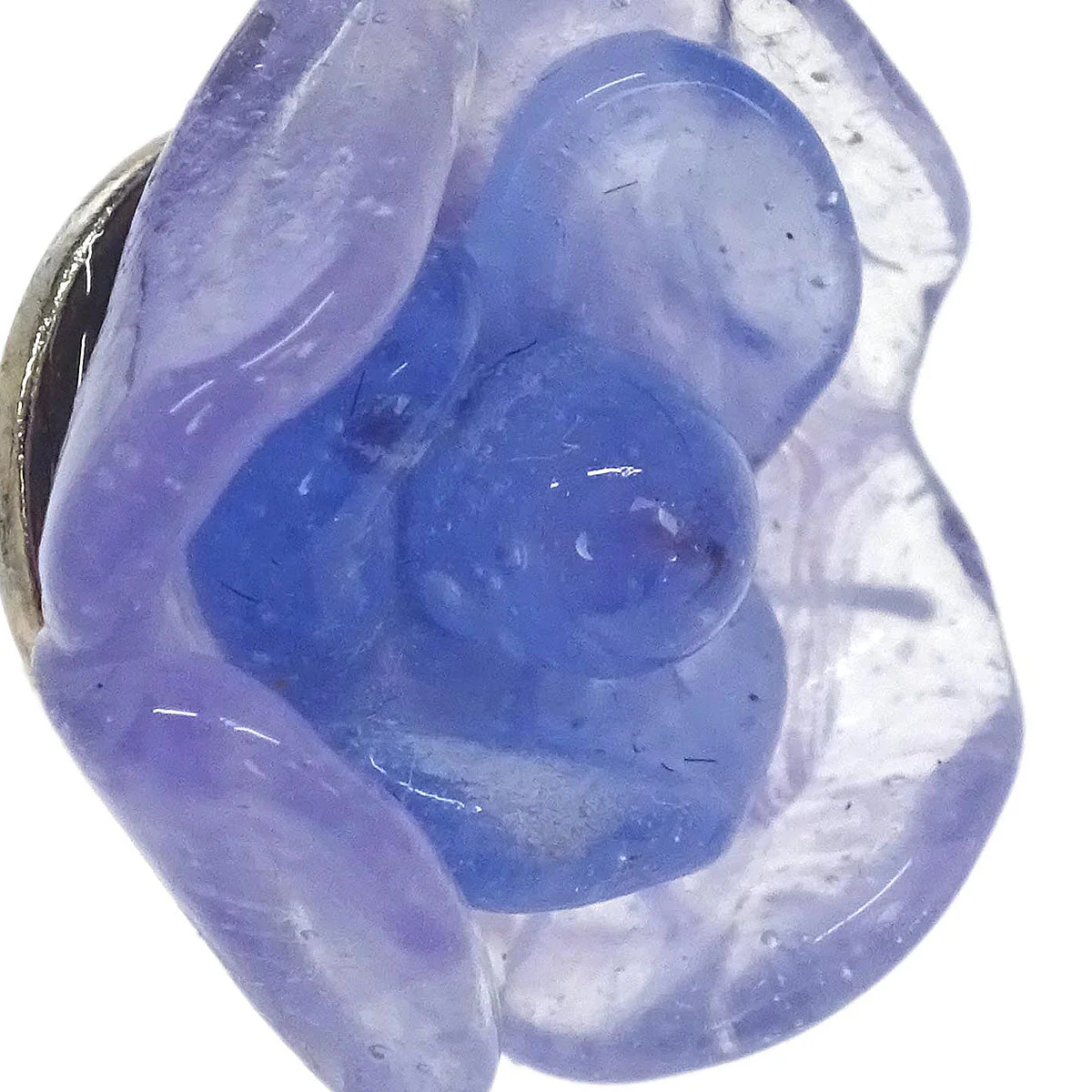 Chanel Camellia Pierced Earrings Silver Purple 01P - Image 3
