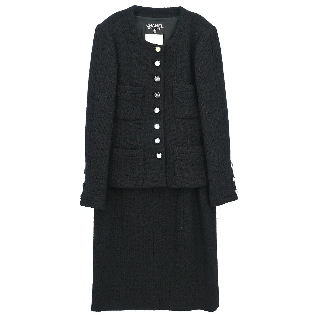 Chanel 1995 Setup Suit Jacket Skirt Black #40