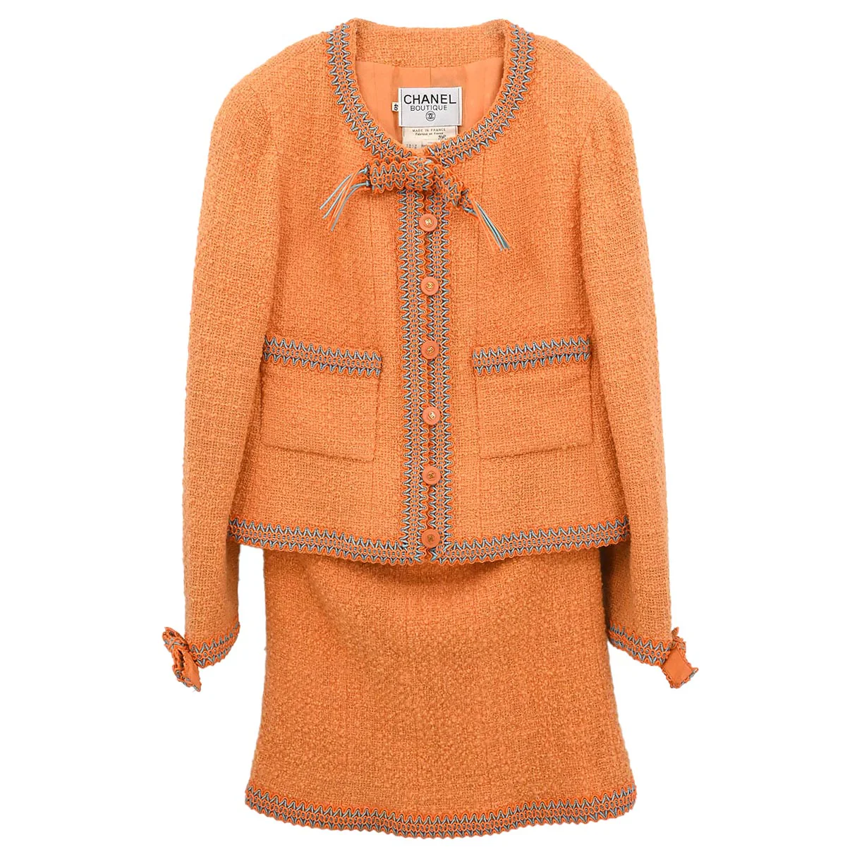Chanel 1994 Setup Suit Jacket Skirt Orange #40