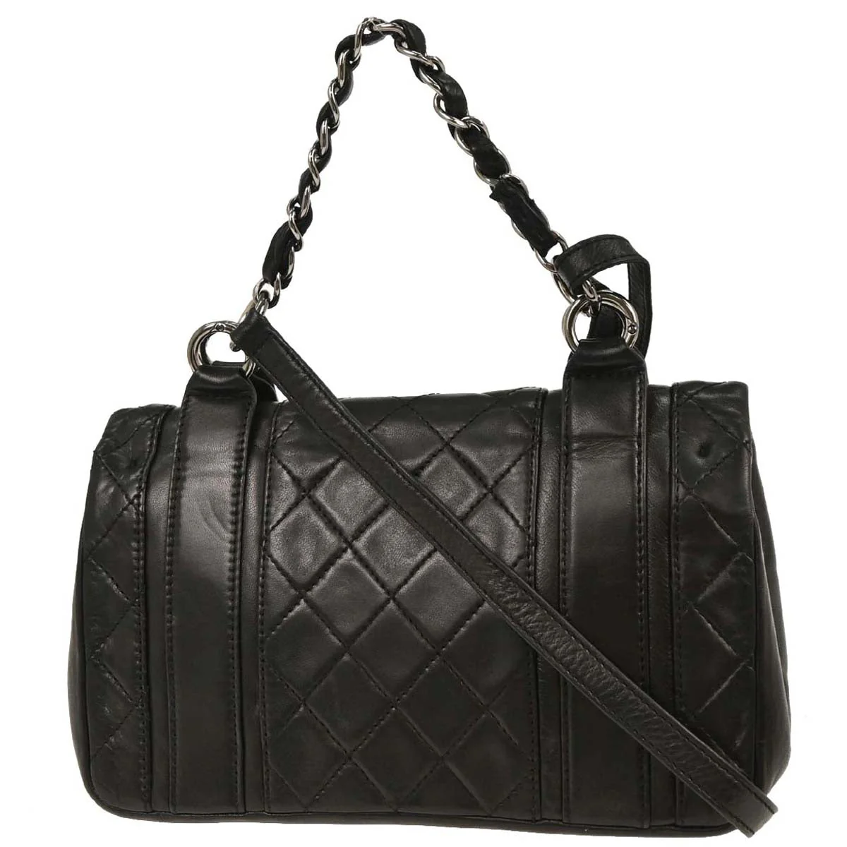 Chanel 2006-2008 Black Lambskin In The Mid 2way Shoulder Handbag - Image 2