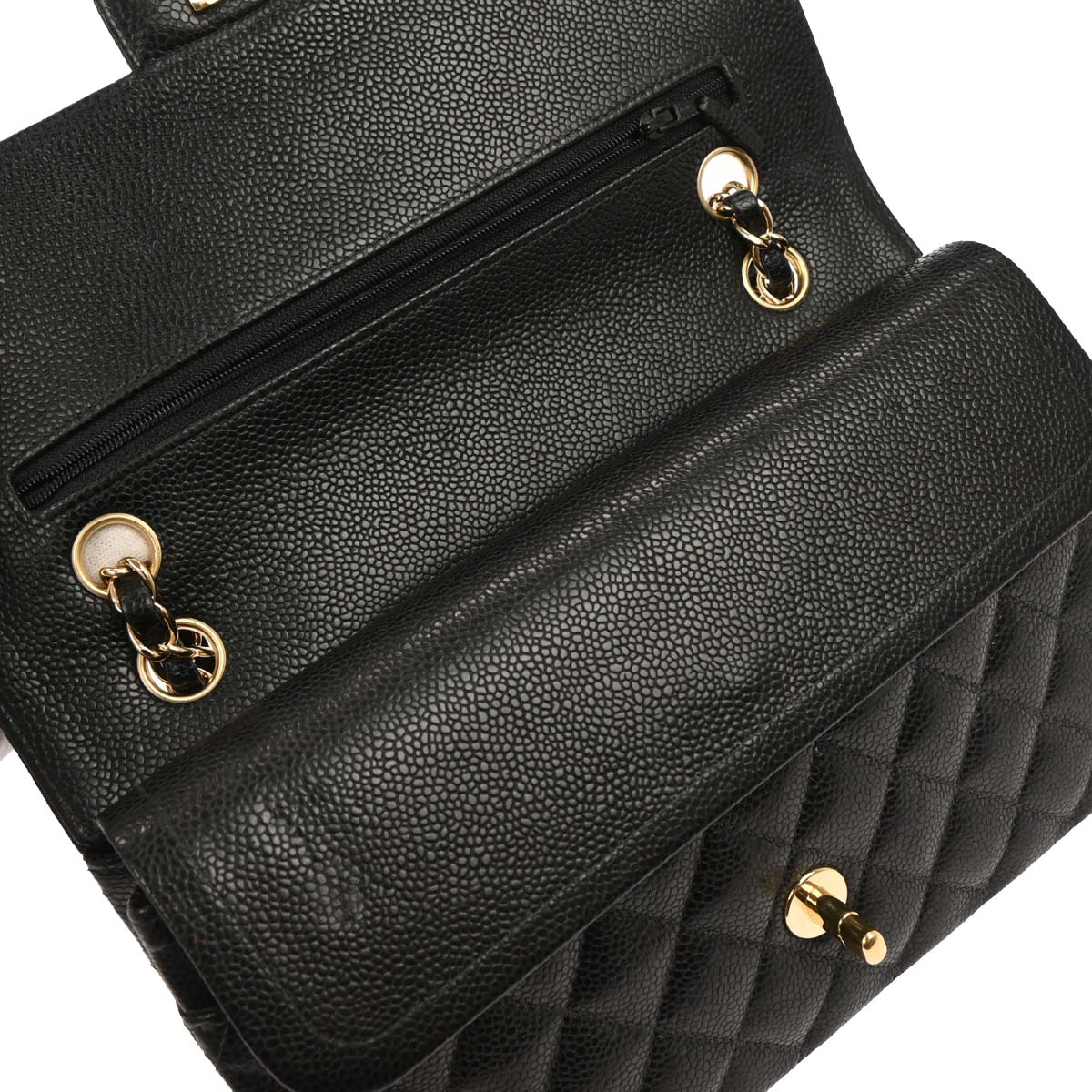 Chanel 2004-2005 Black Caviar Medium Classic Double Flap Shoulder Bag - Image 6