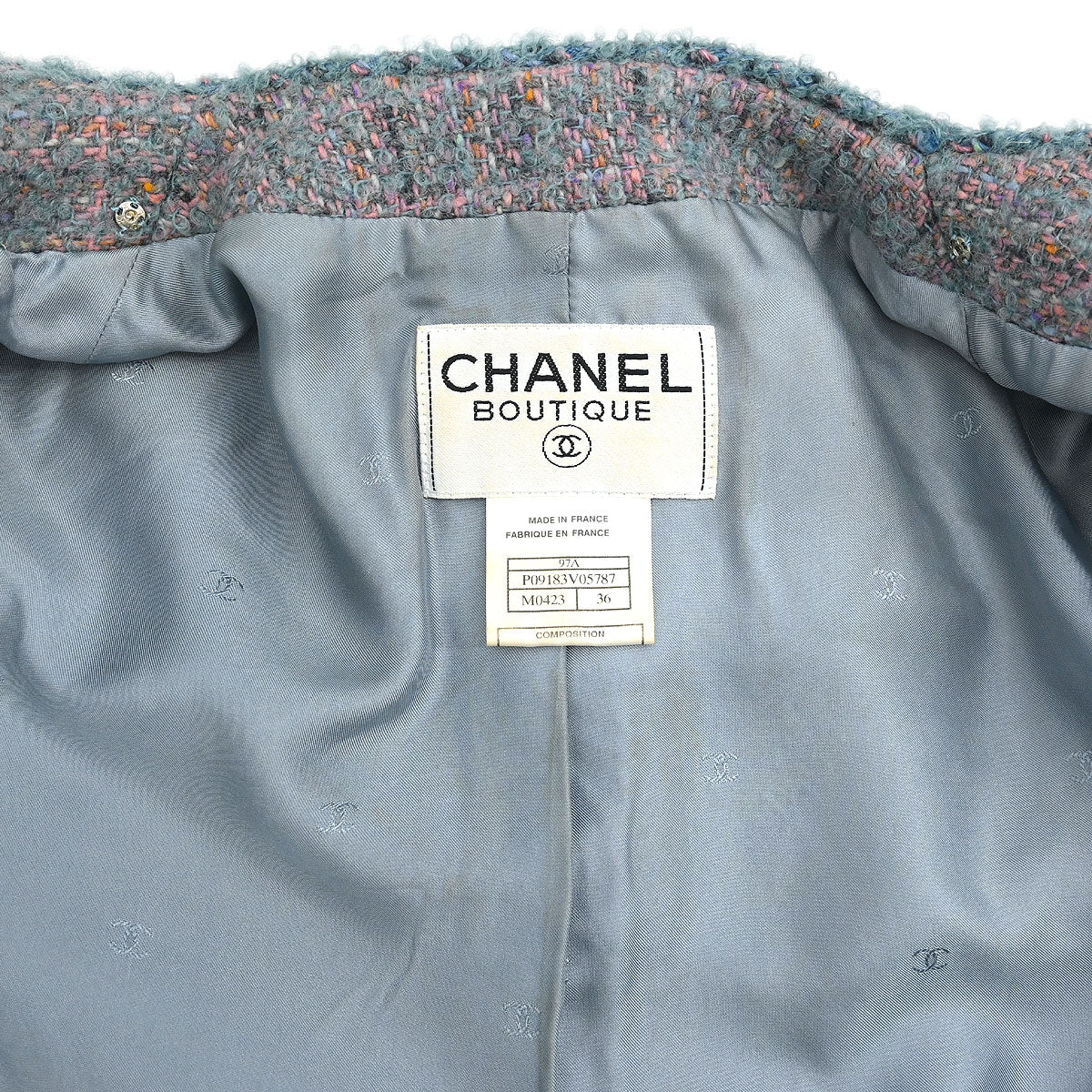 Chanel Single Breasted Collarless Jacket Blue #36 - Image 9