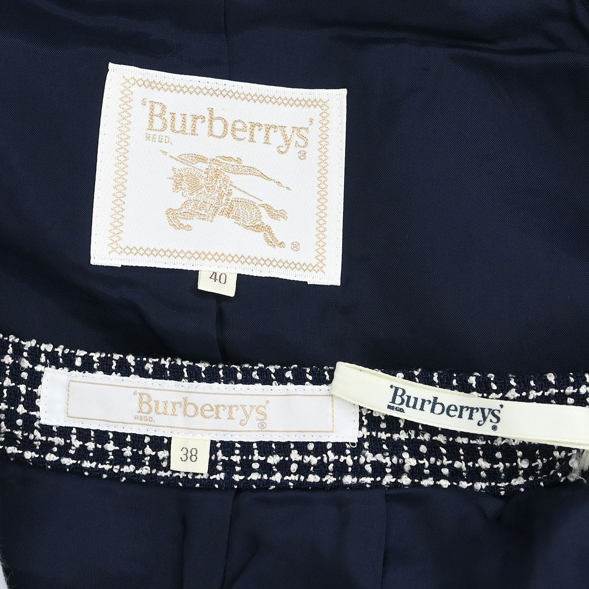 Burberrys Setup Suit Jacket Skirt Navy #40 #38 - Image 9