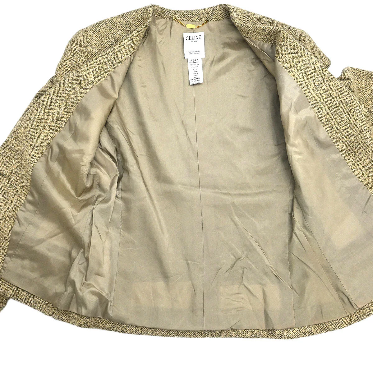 Celine Setup Suit Jacket Skirt Beige #38 - Image 6