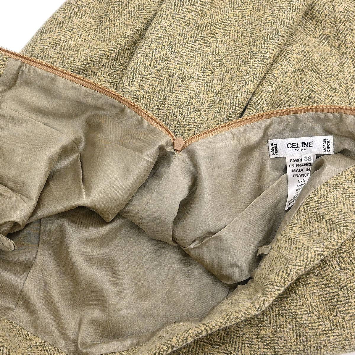 Celine Setup Suit Jacket Skirt Beige #38 - Image 9