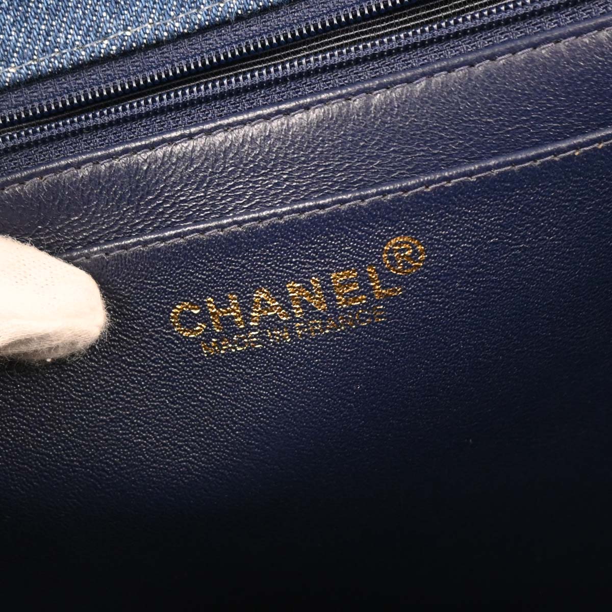 Chanel 1997-1999 Blue Denim Top Handle Handbag - Image 8