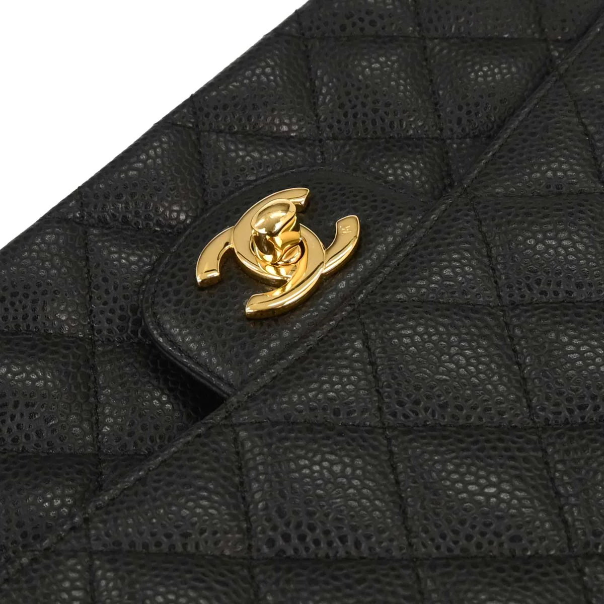 Chanel 2006-2008 Black Caviar Medium Classic Double Flap Shoulder Bag - Image 4