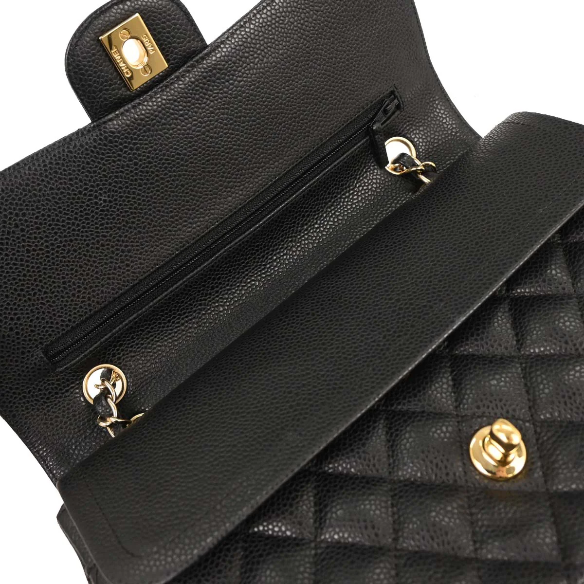 Chanel 2006-2008 Black Caviar Medium Classic Double Flap Shoulder Bag - Image 5