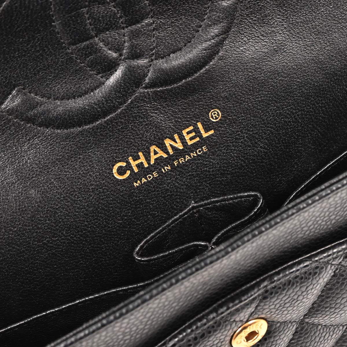 Chanel 2006-2008 Black Caviar Medium Classic Double Flap Shoulder Bag - Image 7
