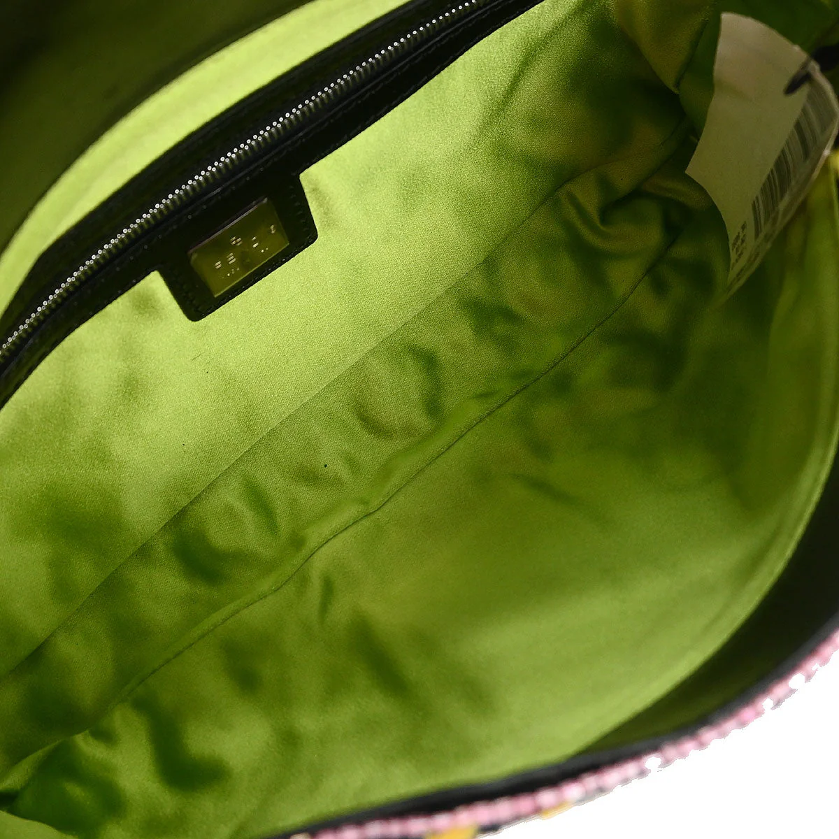 Fendi Black Cotton Beaded Embroidered Baguette Handbag - Image 9
