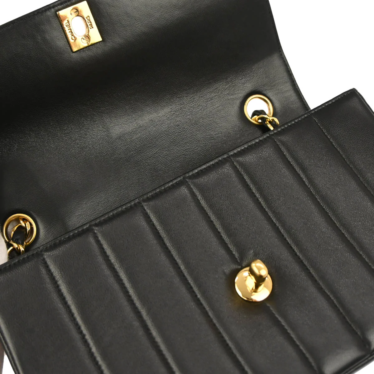 Chanel 1994-1996 Black Lambskin Mademoiselle Single Flap Shoulder Bag - Image 6