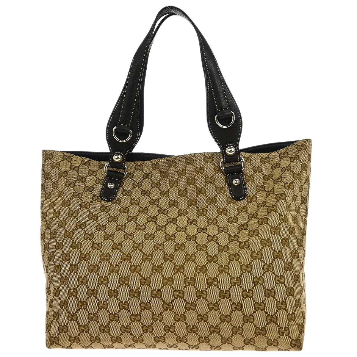 Gucci Beige Canvas Horsebit GG Tote Handbag - Image 2
