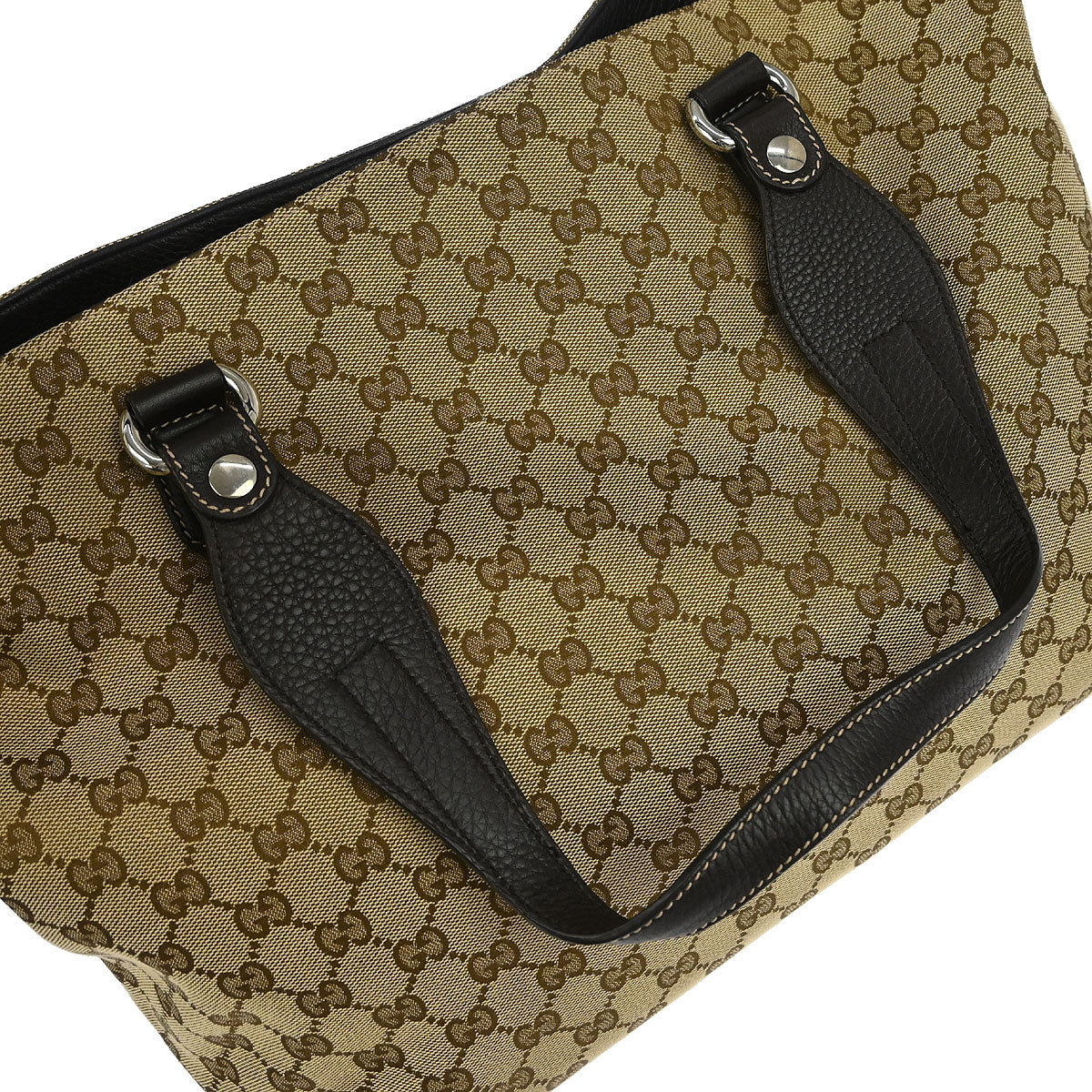 Gucci Beige Canvas Horsebit GG Tote Handbag - Image 5