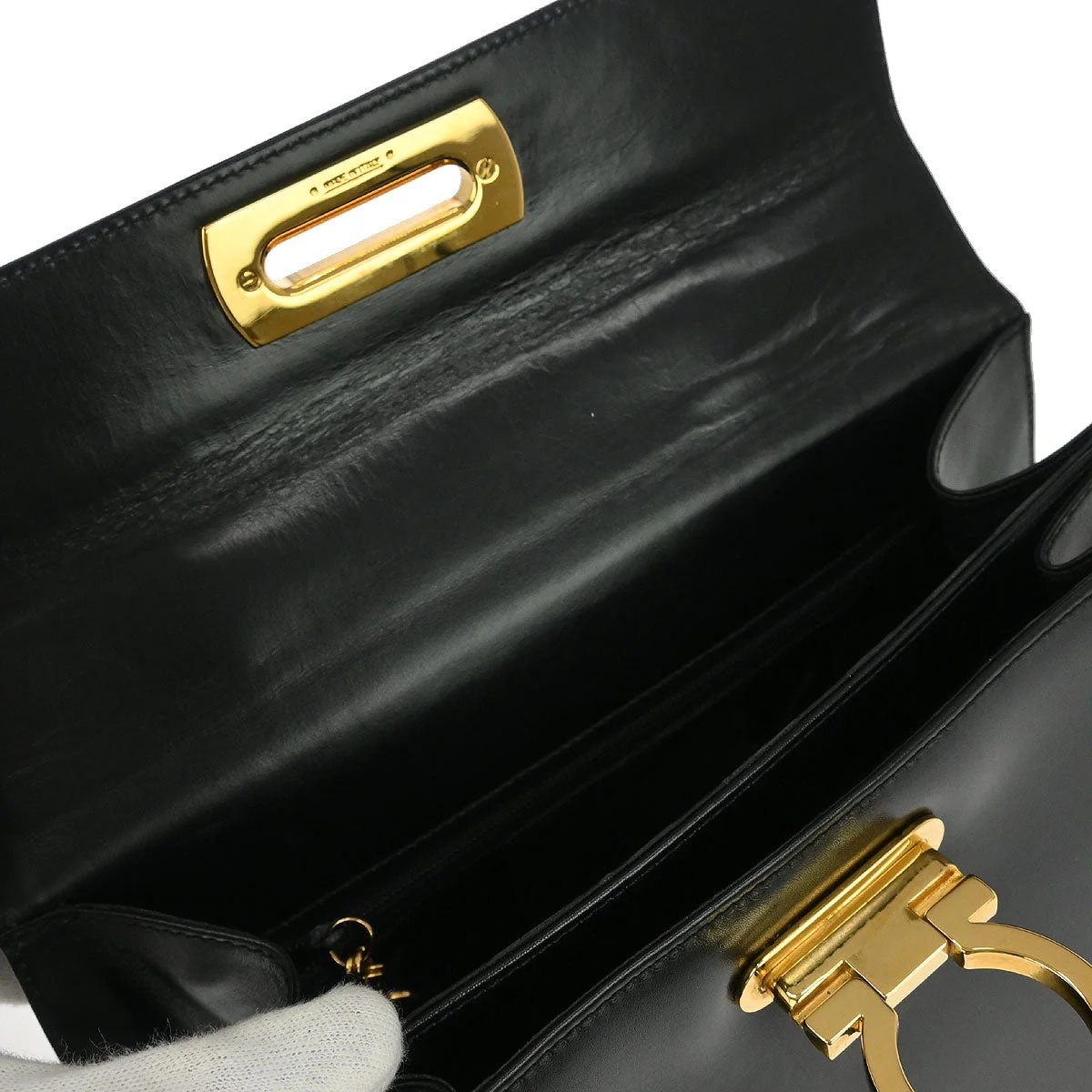 Salvatore Ferragamo Black Leather Gancini 2way Shoulder Handbag - Image 8