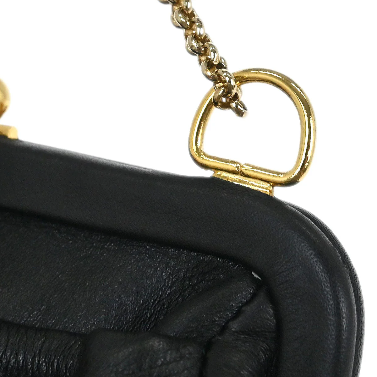 Salvatore Ferragamo Black Leather Kiss Lock Purse Handbag - Image 5