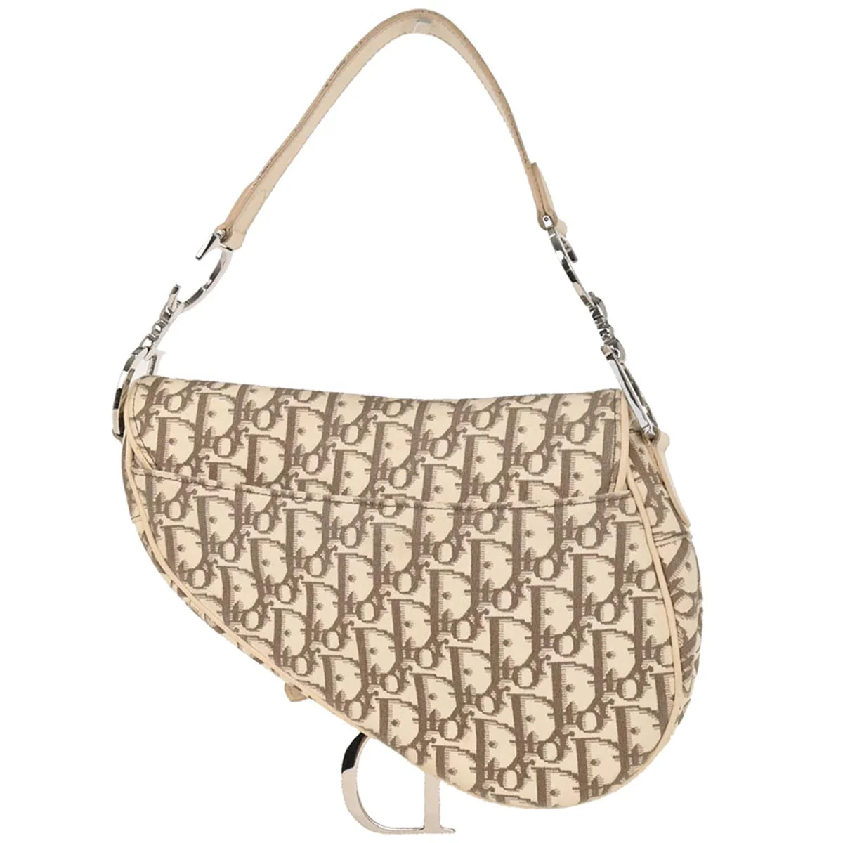 Christian Dior Ivory Embroidered Trotter Saddle Handbag - Image 2