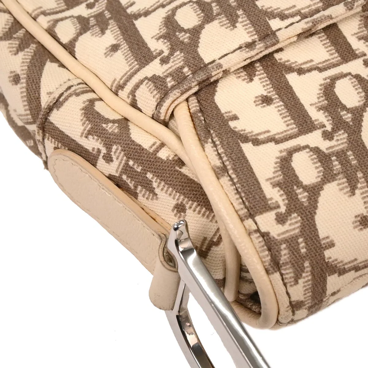 Christian Dior Ivory Embroidered Trotter Saddle Handbag - Image 4