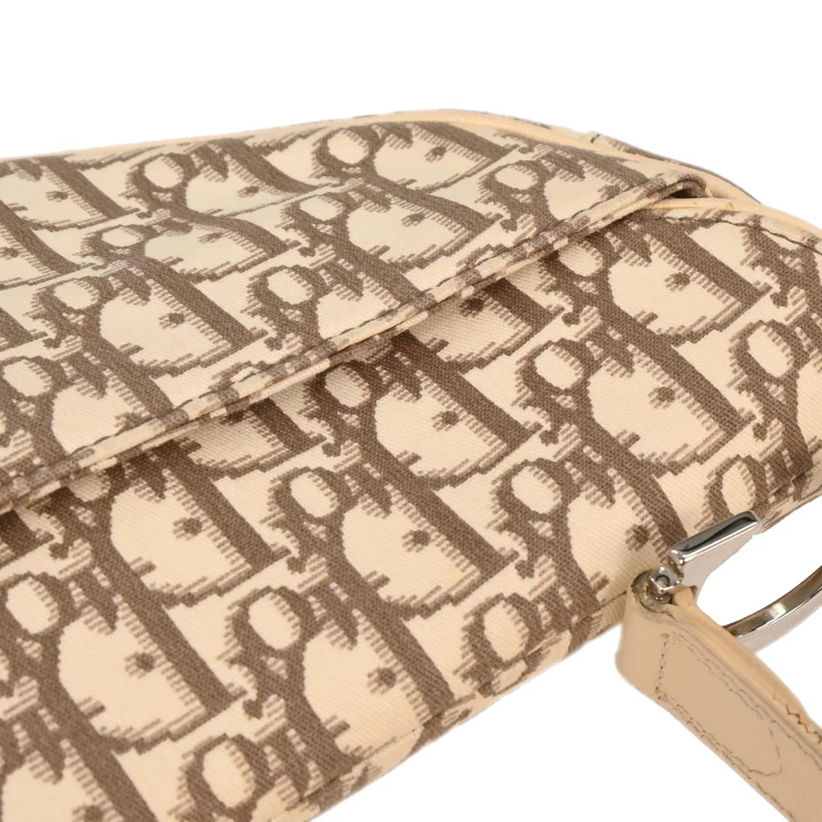 Christian Dior Ivory Embroidered Trotter Saddle Handbag - Image 5
