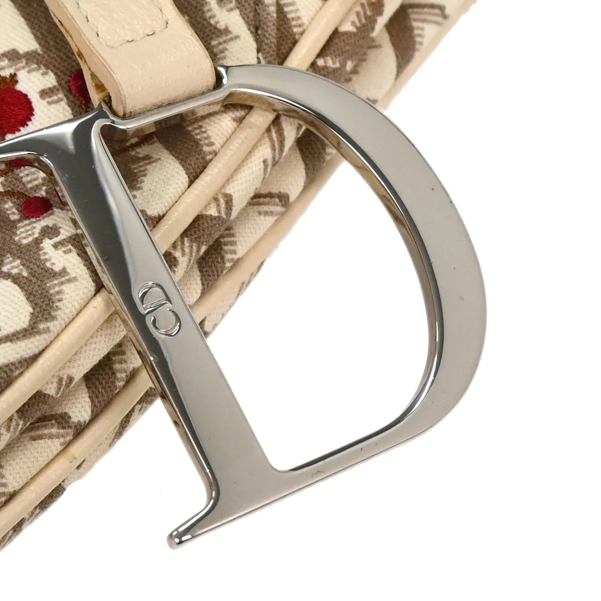 Christian Dior Ivory Embroidered Trotter Saddle Handbag - Image 6