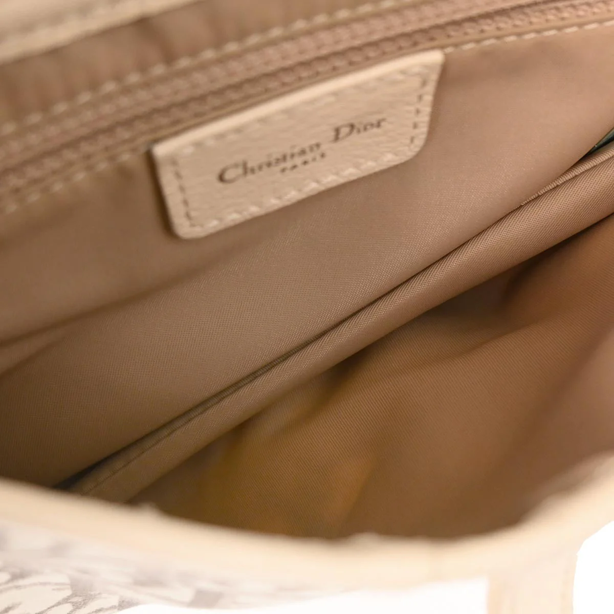 Christian Dior Ivory Embroidered Trotter Saddle Handbag - Image 9