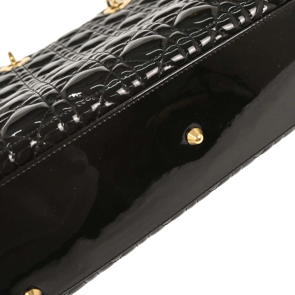 Christian Dior Black Patent Leather Large Lady Dior 2way Shoulder Handbag - Image 5