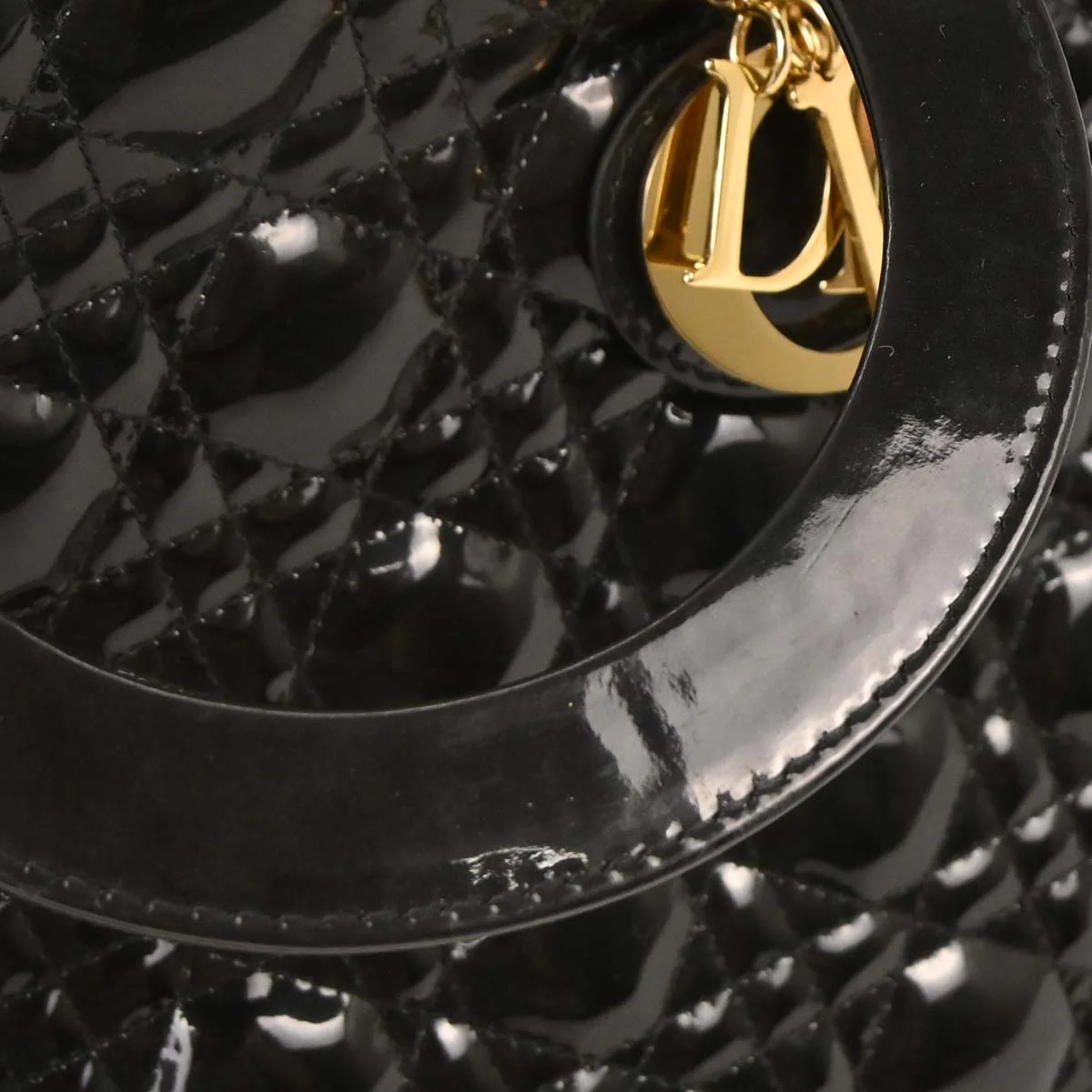 Christian Dior Black Patent Leather Large Lady Dior 2way Shoulder Handbag - Image 6