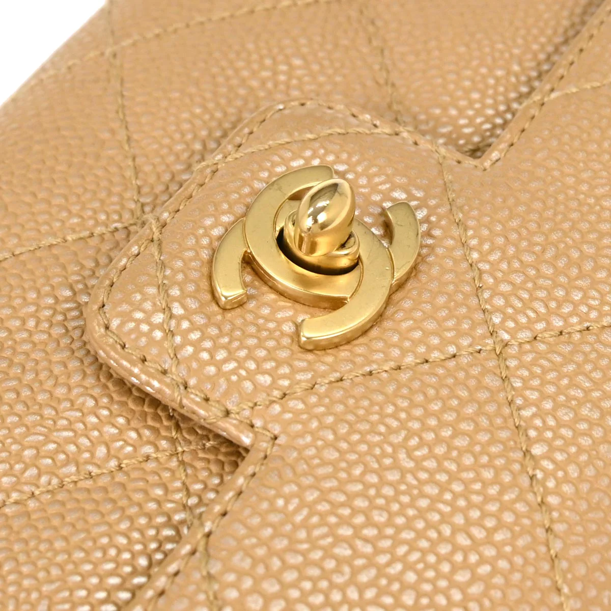 Chanel Beige Caviar Handbag - Image 5