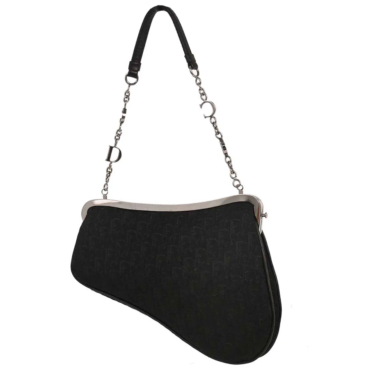 Christian Dior Black Canvas Trotter Saddle Handbag - Image 2
