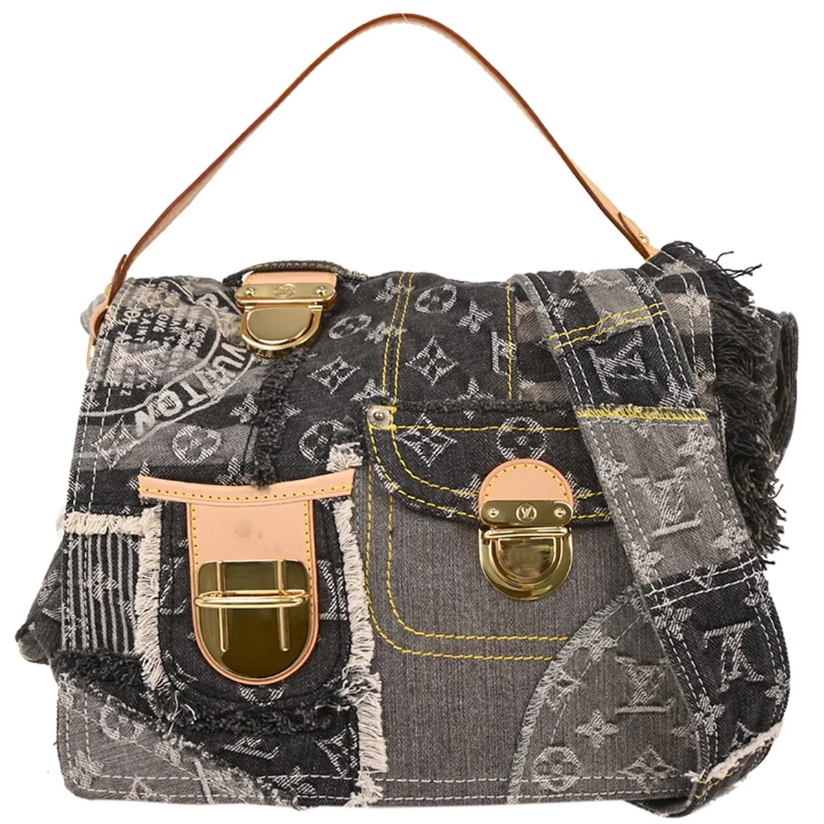 Louis Vuitton Monogram Denim Patchwork Postie 2way Handbag M95375