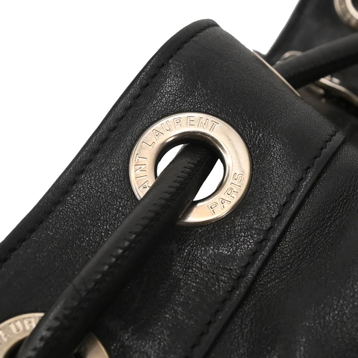 Saint Laurent Black Leather Rider Bucket Bag Shoulder Bag - Image 5