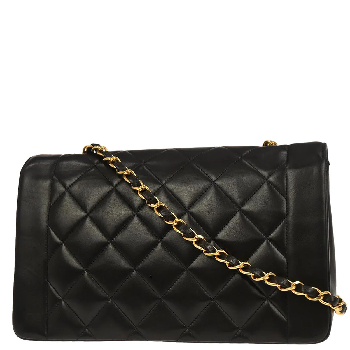 Chanel 1991-1994 Black Lambskin Medium Diana Shoulder Bag - Image 2