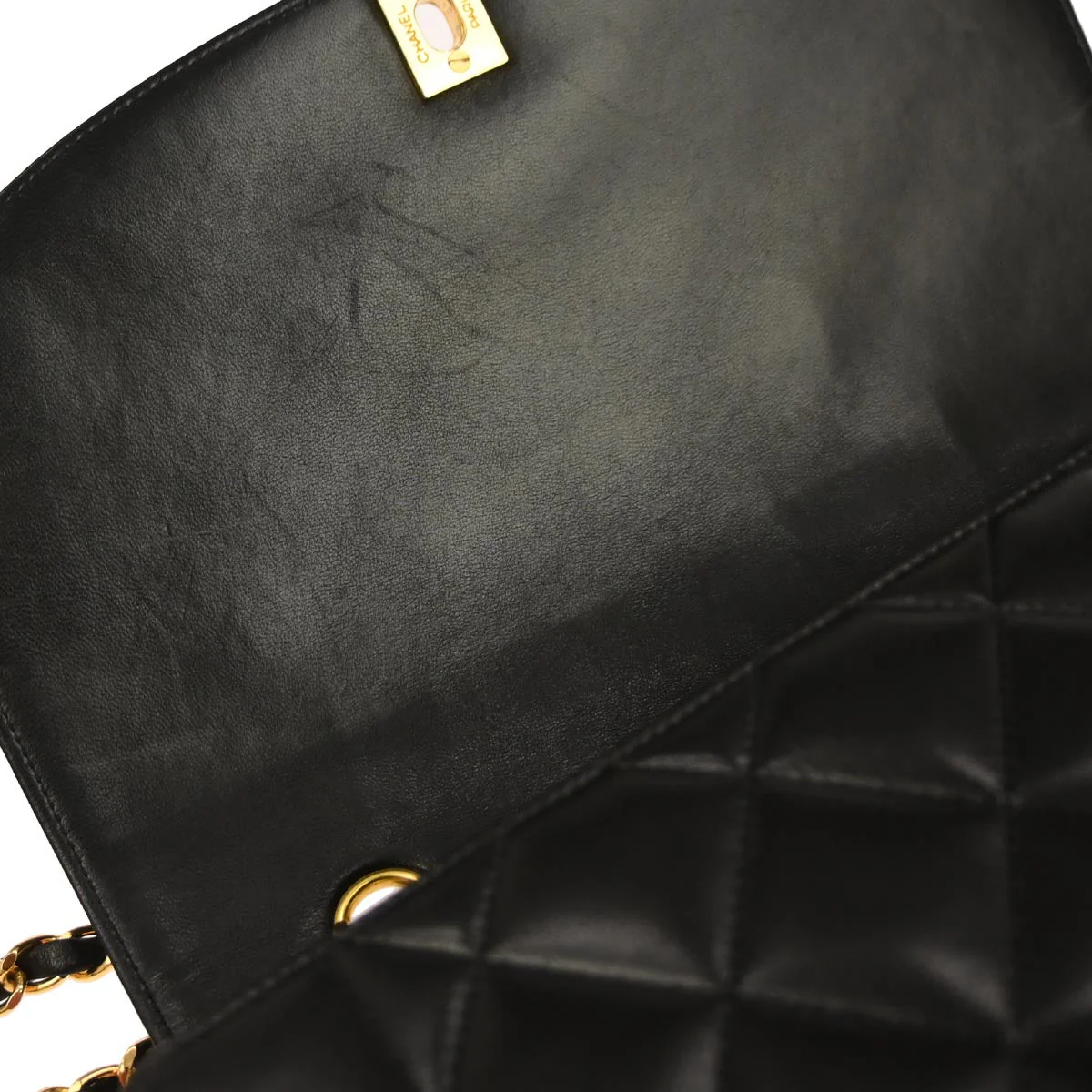 Chanel 1991-1994 Black Lambskin Medium Diana Shoulder Bag - Image 7