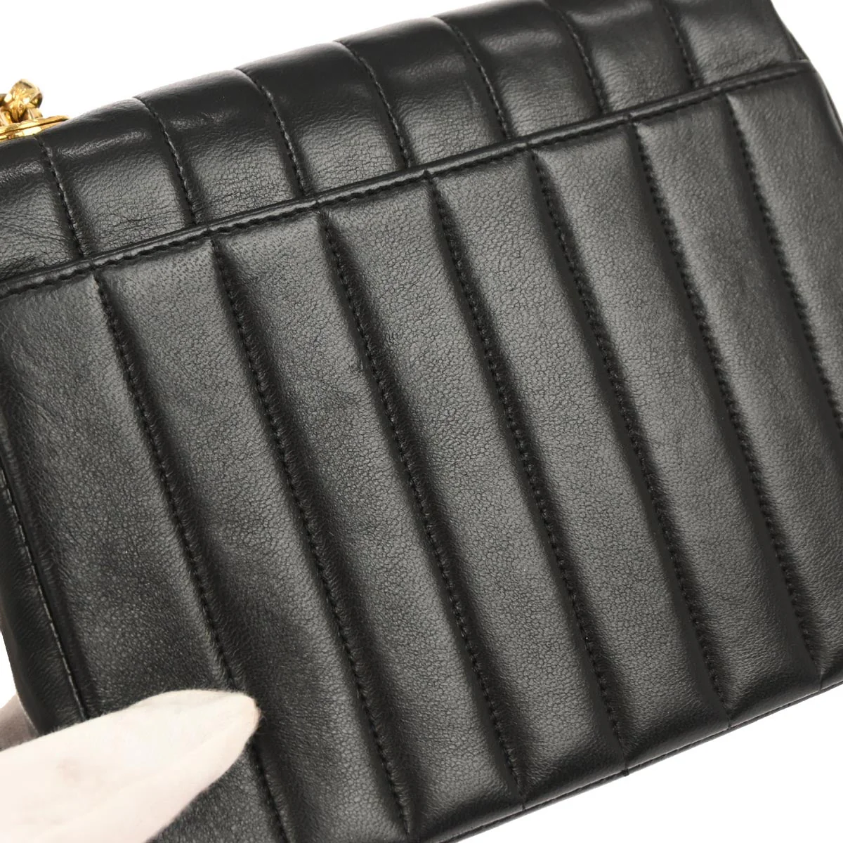 Chanel 1991-1994 Black Lambskin Mademoiselle Shoulder Bag - Image 4