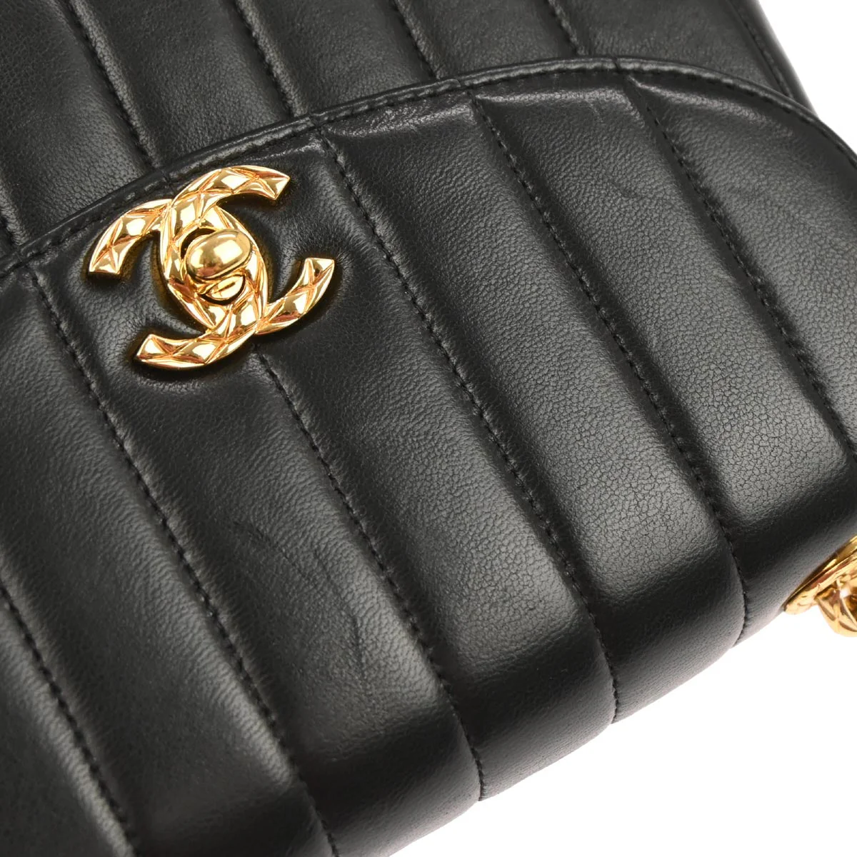 Chanel 1991-1994 Black Lambskin Mademoiselle Shoulder Bag - Image 5