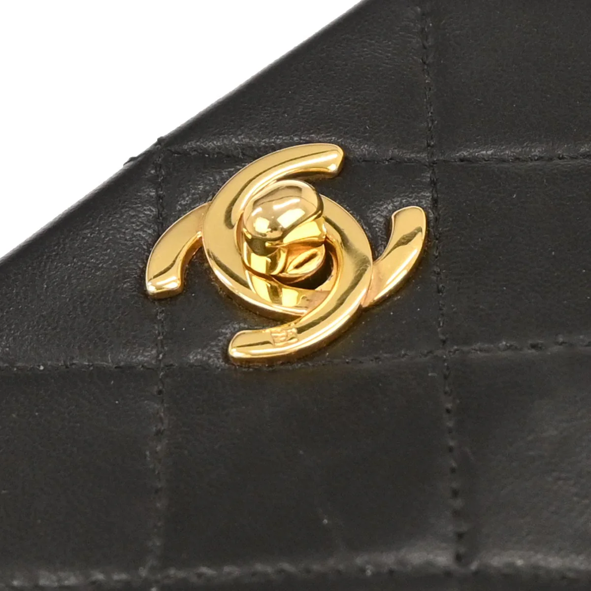 Chanel 1989-1991 Black Lambskin Turnlock Mini Full Flap Shoulder Bag - Image 4