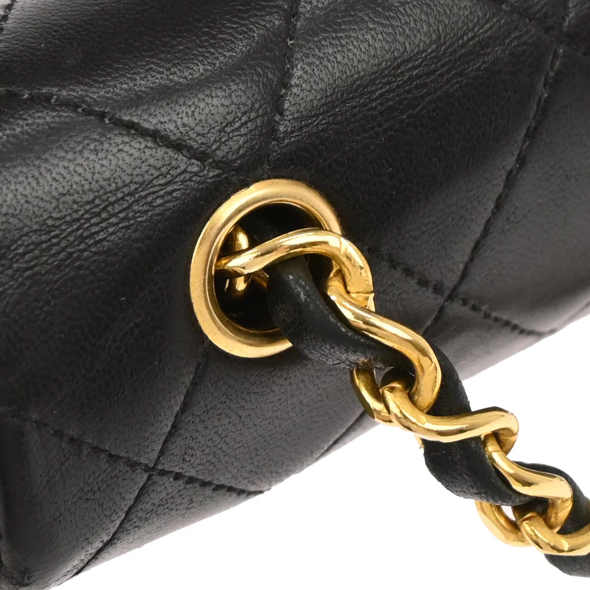 Chanel 1989-1991 Black Lambskin Turnlock Mini Full Flap Shoulder Bag - Image 5