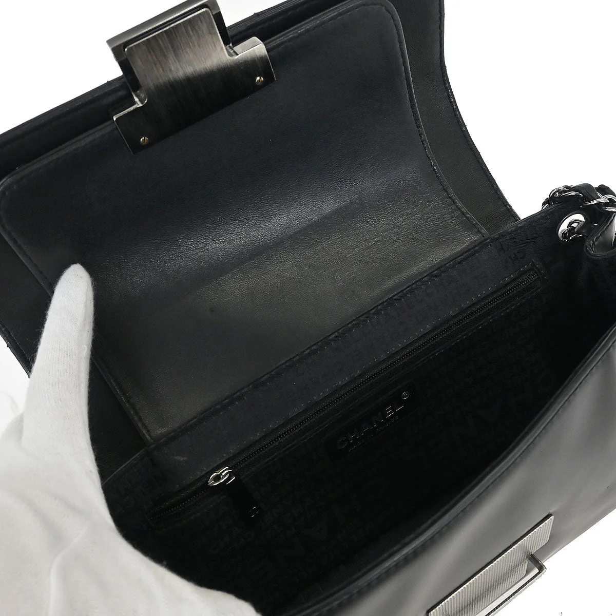 Chanel Black Calfskin Accordion Flap Bag - Image 7