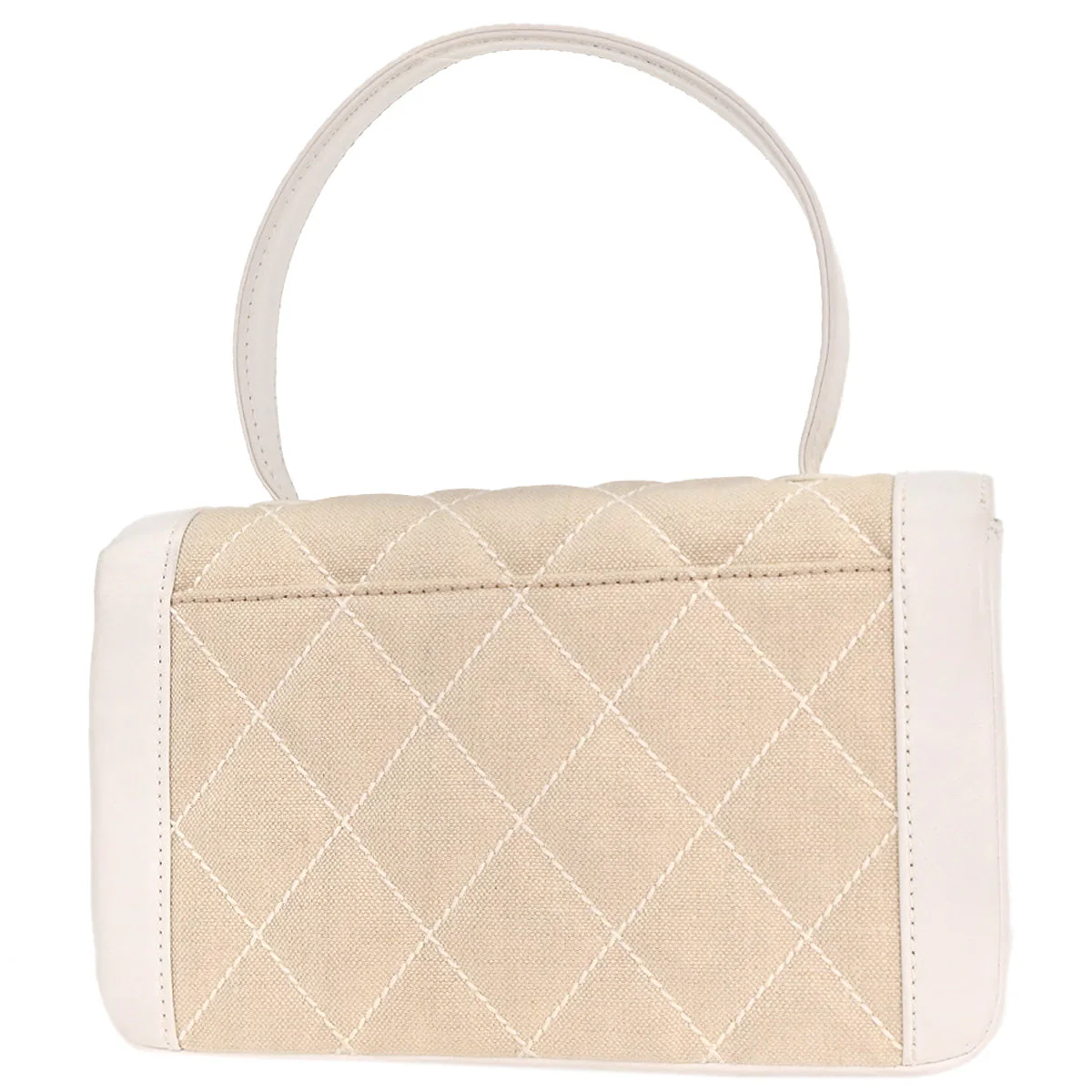 Chanel Ivory Canvas Handbag - Image 2