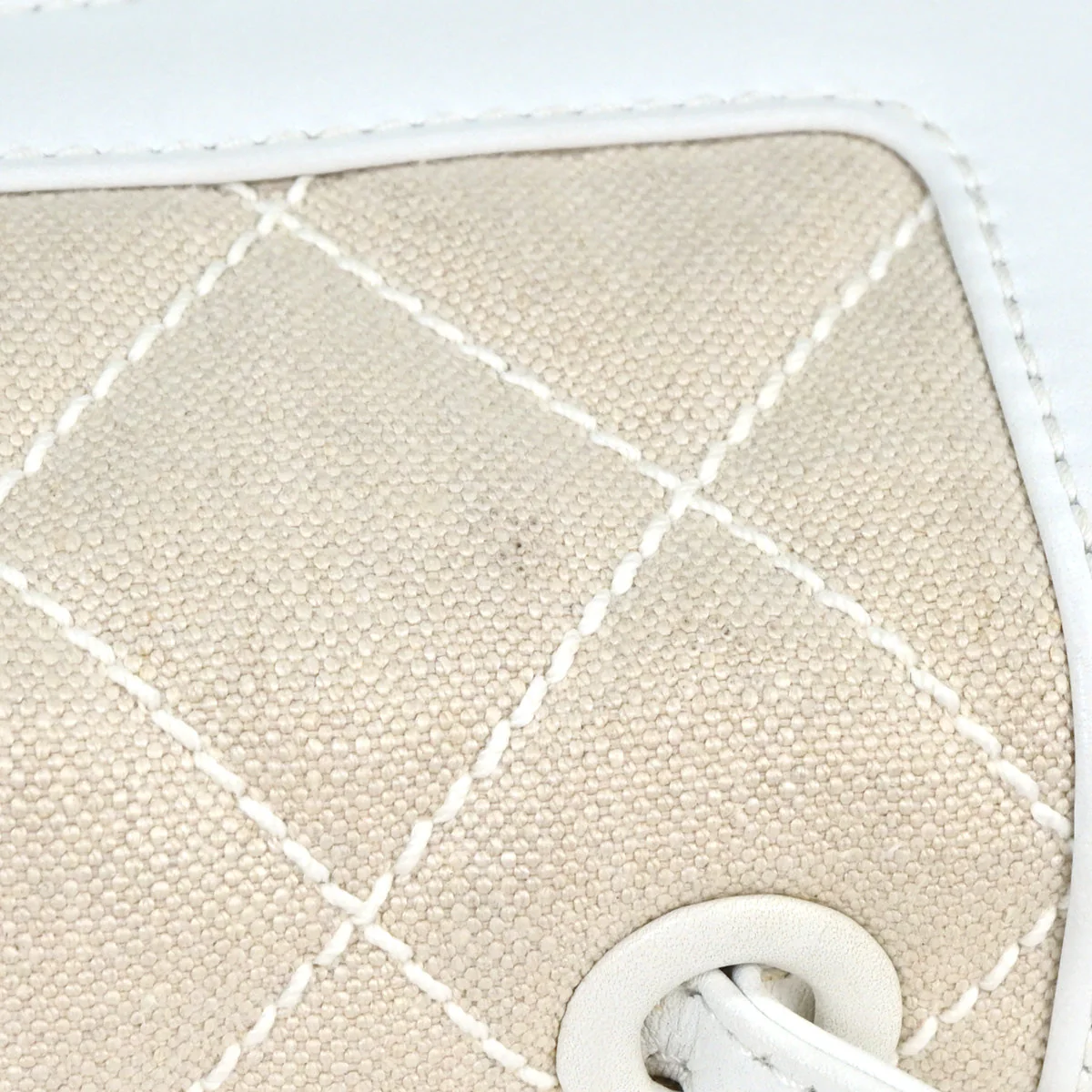 Chanel Ivory Canvas Handbag - Image 4