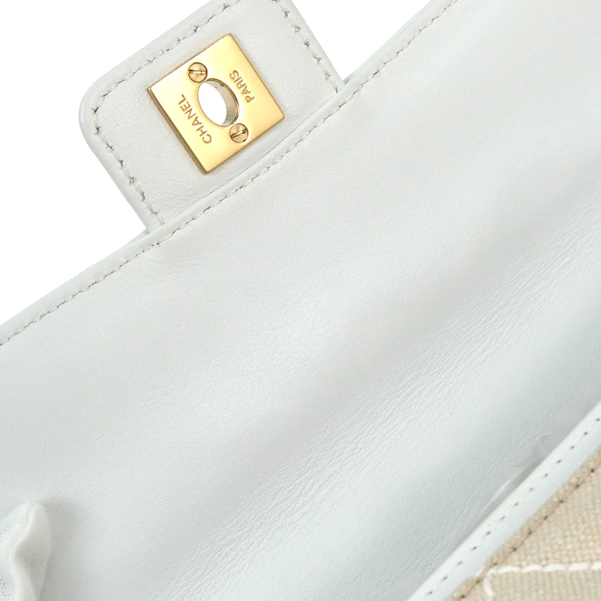 Chanel Ivory Canvas Handbag - Image 5