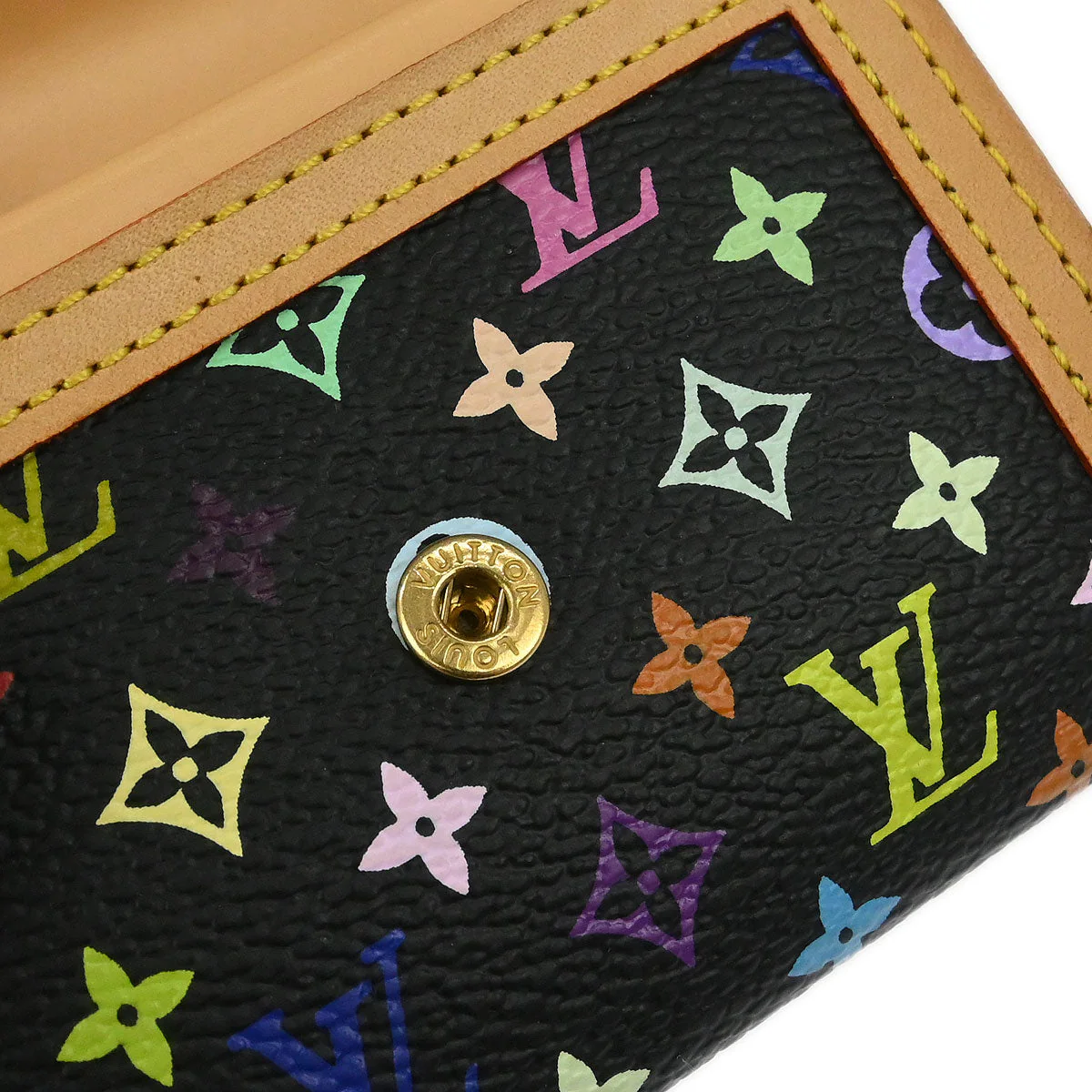 Louis Vuitton 2004 Black Multicolor Porte Monnaie Plat Wallet M92656 - Image 6