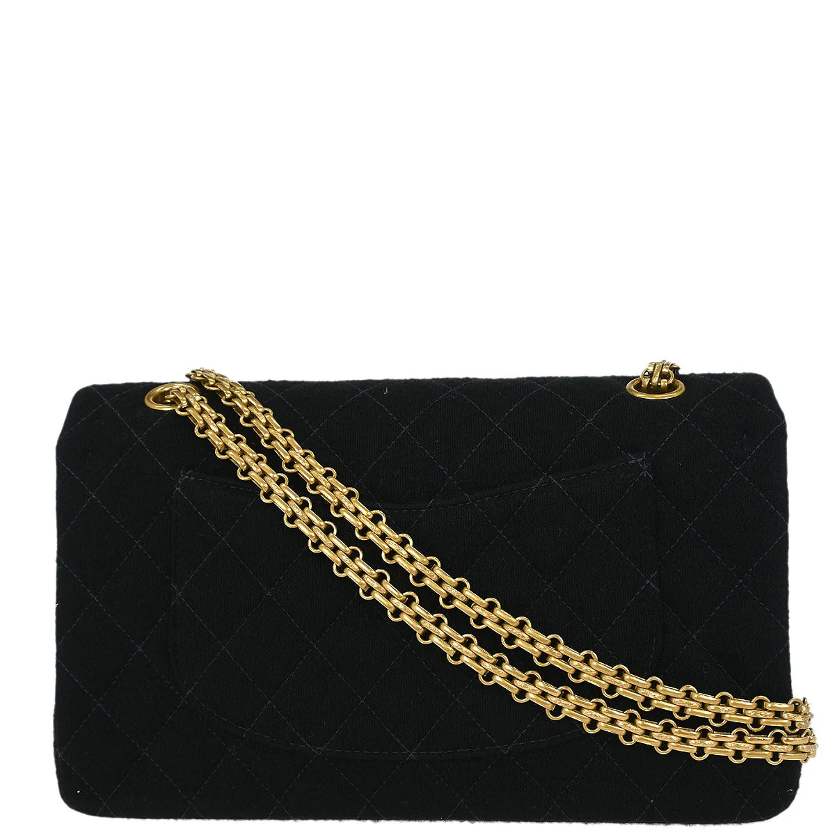 Chanel Black Cotton 2.55 Medium Classic Double Flap Shoulder Bag - Image 2
