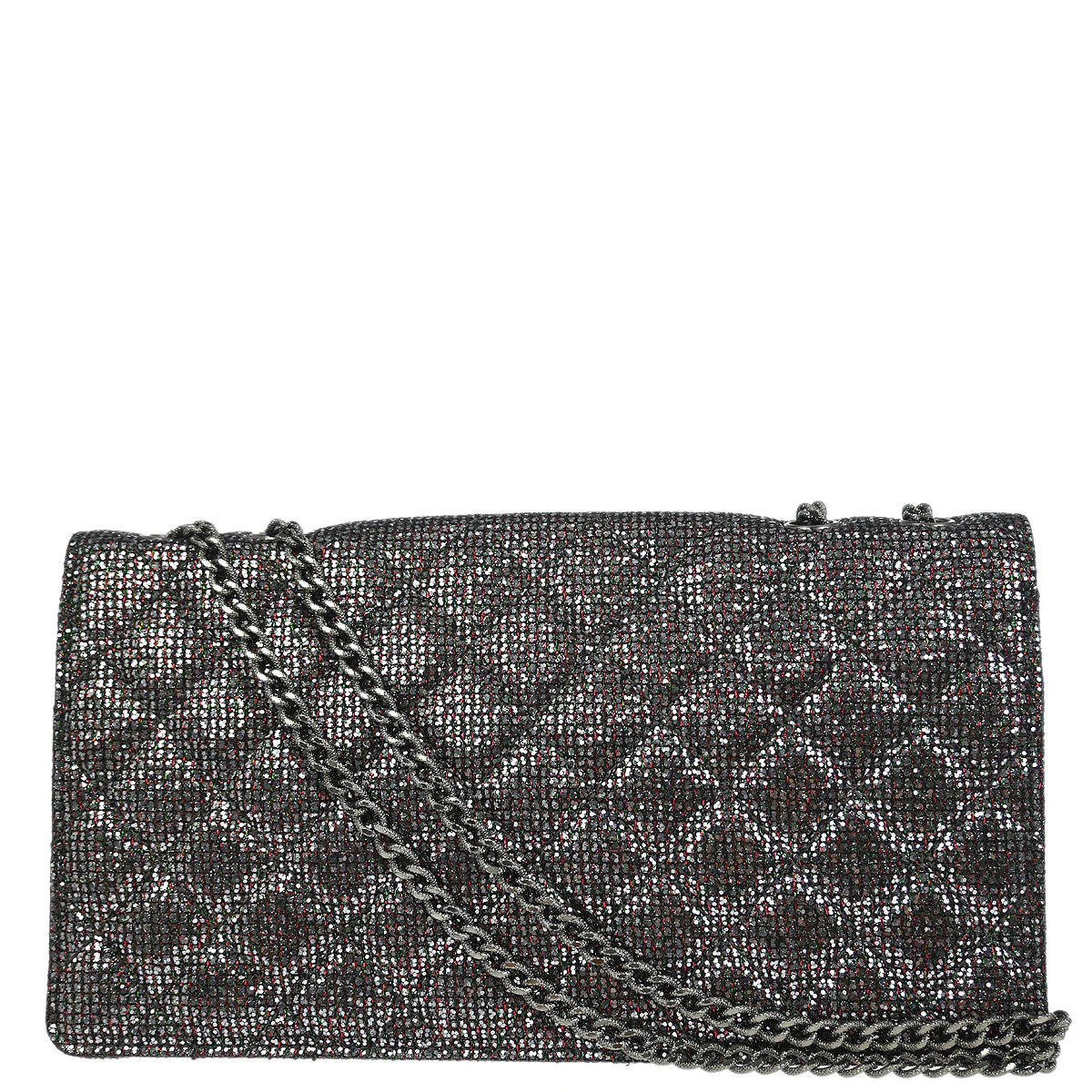 Chanel 2010-2011 Silver Mademoiselle Lock Glitter Canvas Shoulder Bag - Image 2