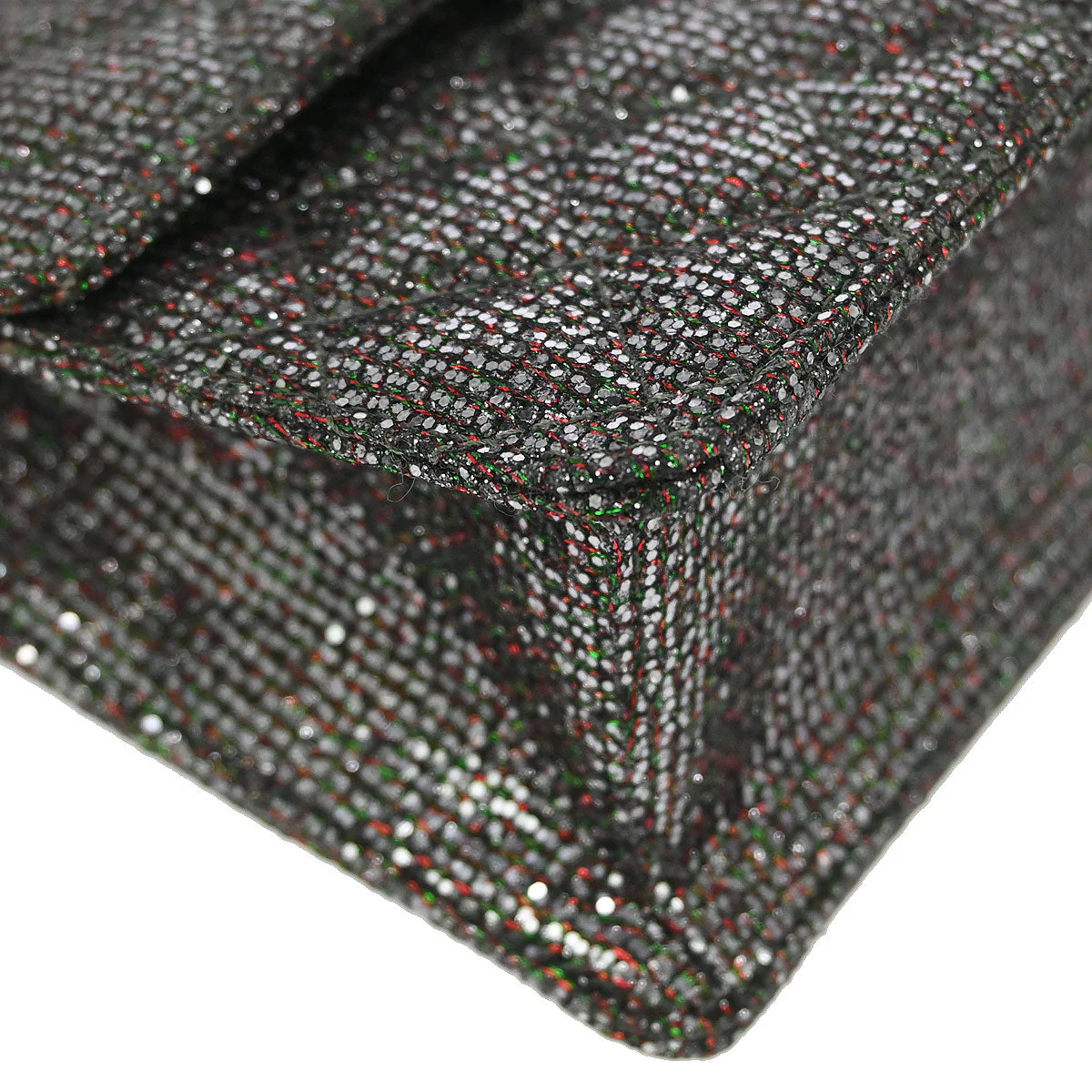 Chanel 2010-2011 Silver Mademoiselle Lock Glitter Canvas Shoulder Bag - Image 3