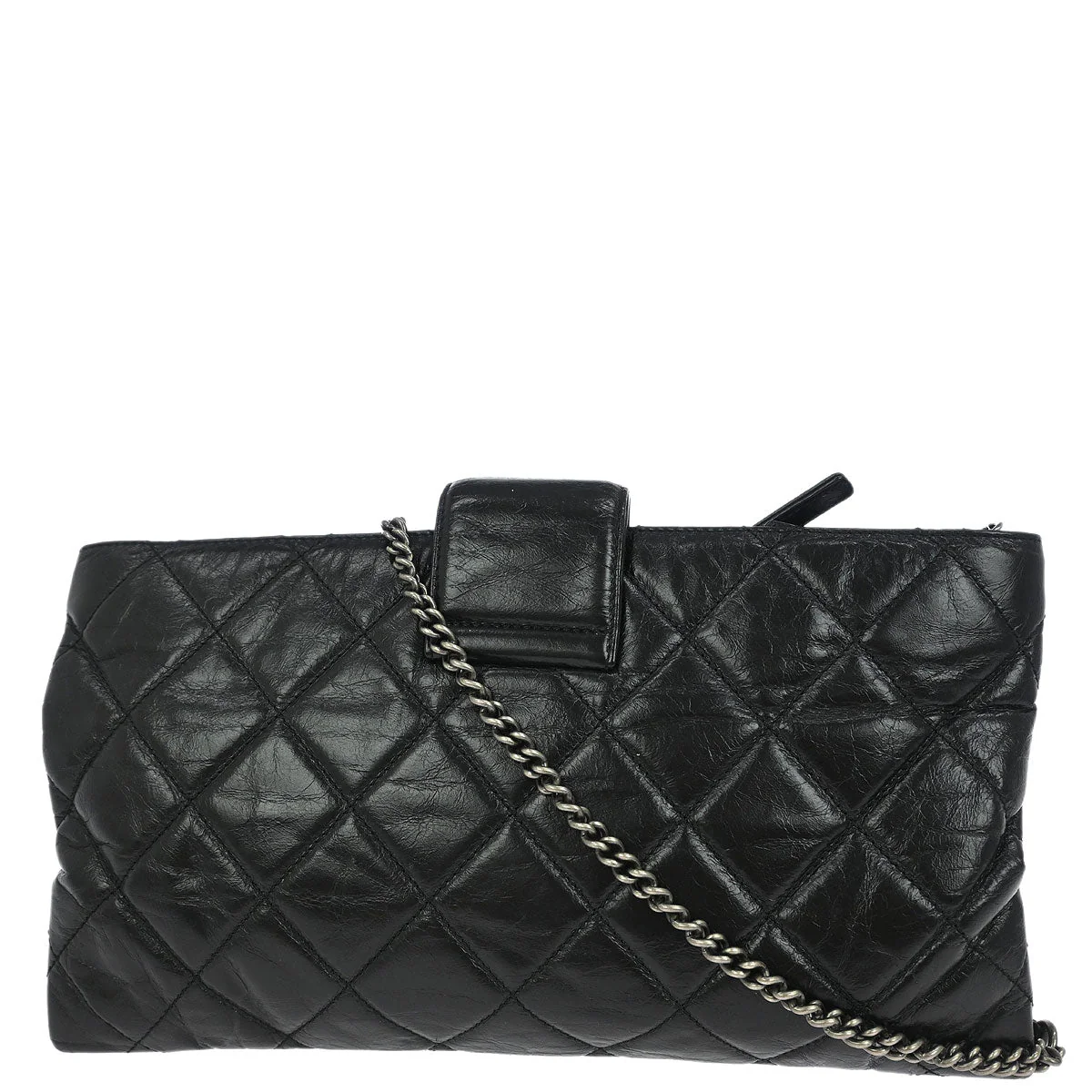 Chanel 2014 Black Calfskin Coco Pleats Clutch Crossbody Bag - Image 2