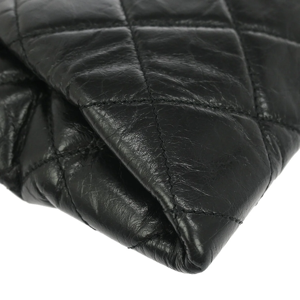 Chanel 2014 Black Calfskin Coco Pleats Clutch Crossbody Bag - Image 3